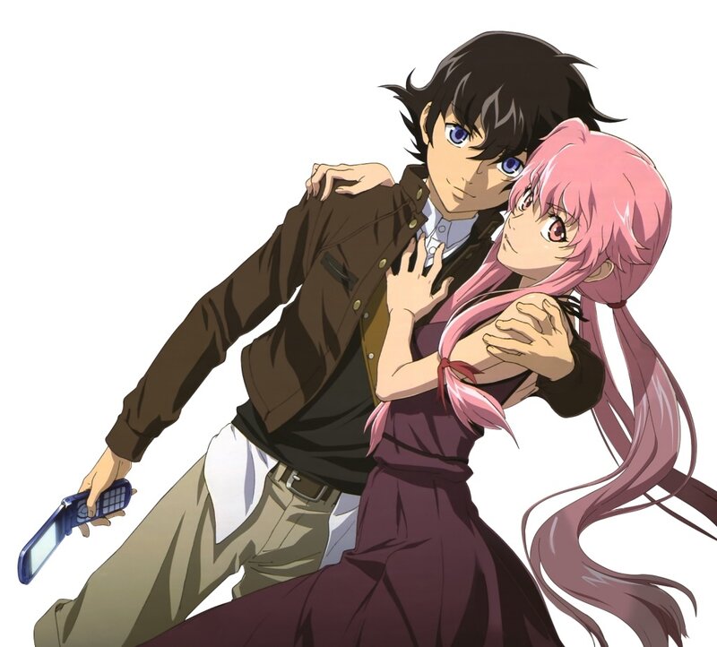 Anime Couple Embracing — Brown, Dramatic, Cell Phone