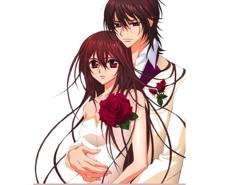 Anime Couple Embracing — Brown, Dramatic