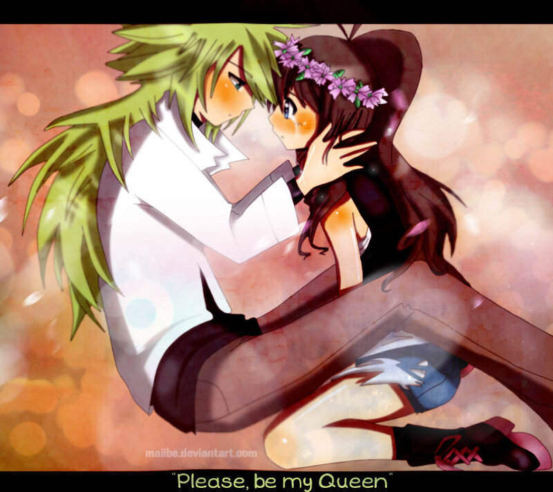 Anime Couple Embracing — Brown, Romantic