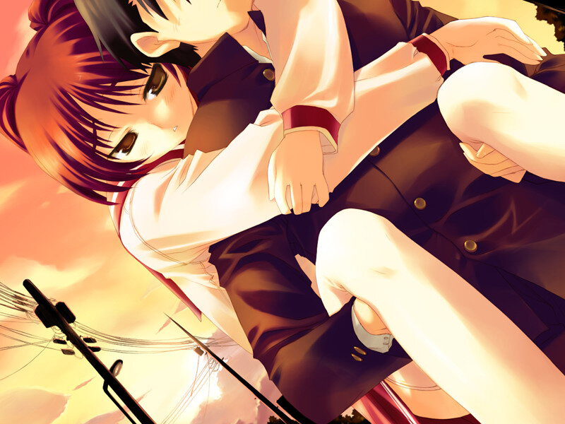 Anime Couple Embracing — Orange, Dramatic