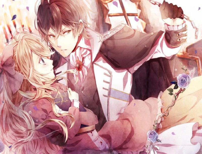 Anime Couple Embracing — Pink, Dramatic, Chains