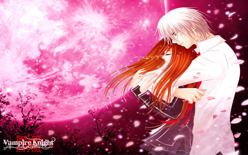 Anime Couple Embracing — Pink