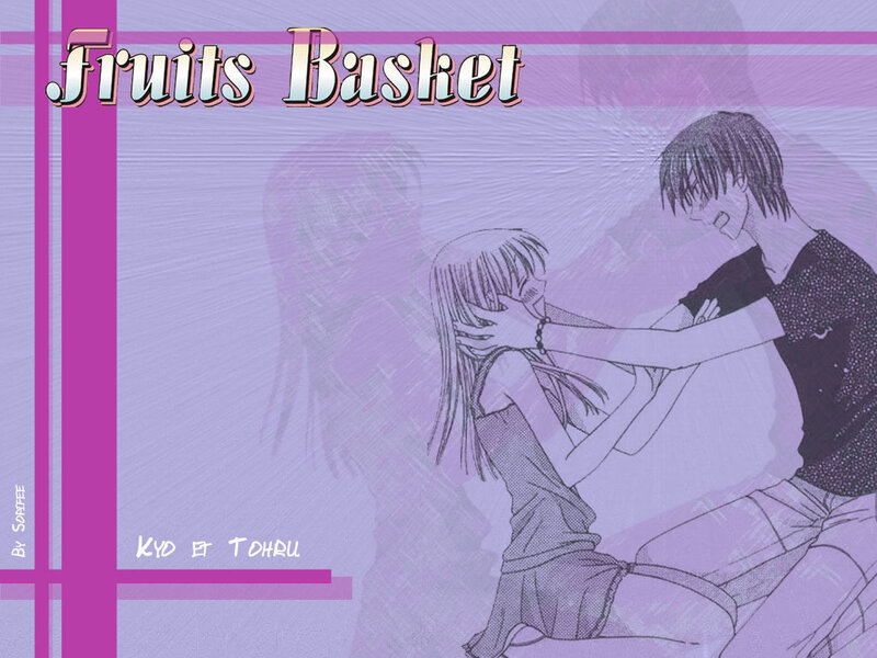 Anime Couple Embracing — Purple