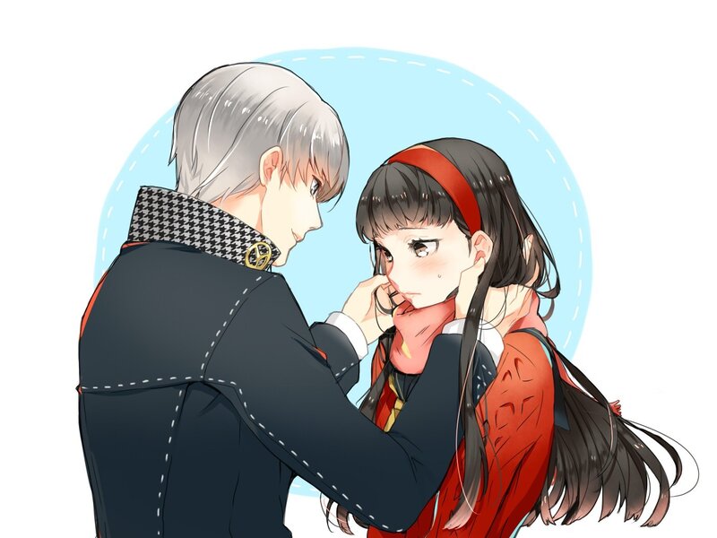 Anime Couple Embracing — Red, Intimate, Digital Art, Jackets