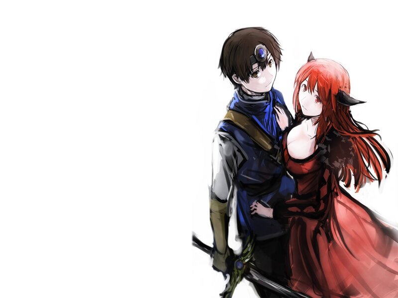 Anime Couple Embracing — Red, Intimate