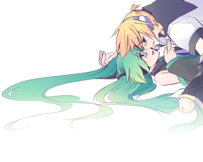 anime couple embracing