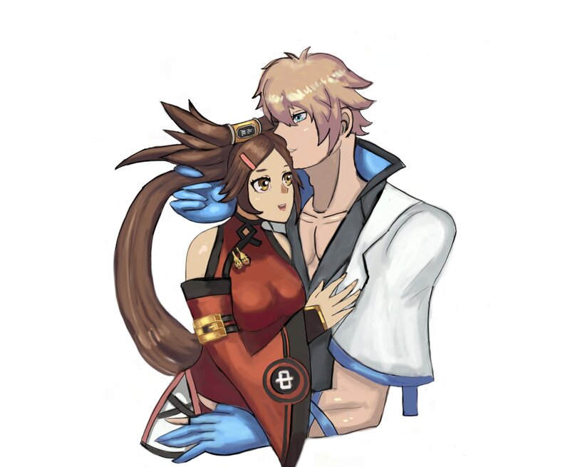 Anime Couple Embracing — White, Affectionate