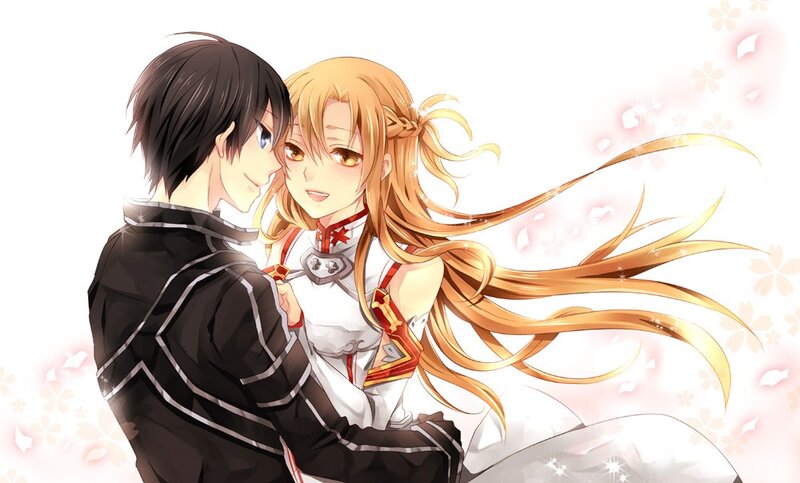 Anime Couple Embracing — White, Romantic, Spring