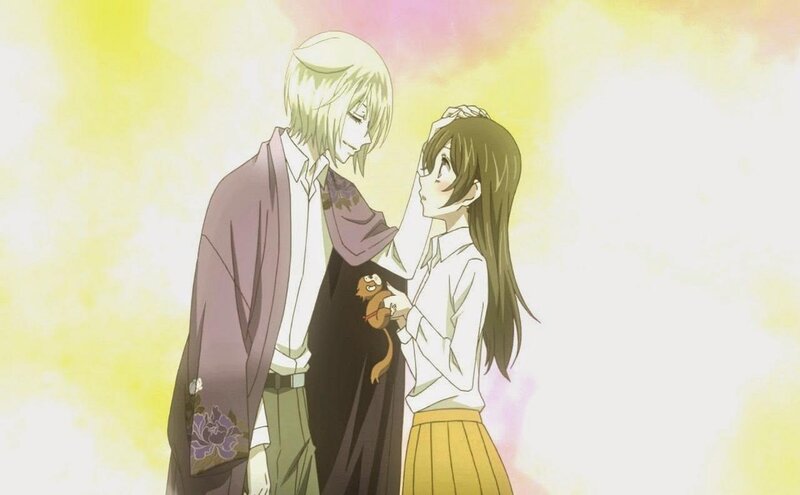 Anime Couple Embracing — Yellow, Serene