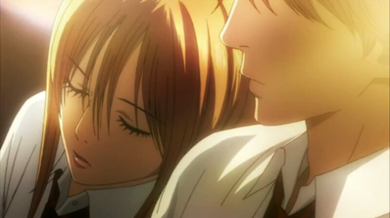 Anime Couple Embracing — Yellow