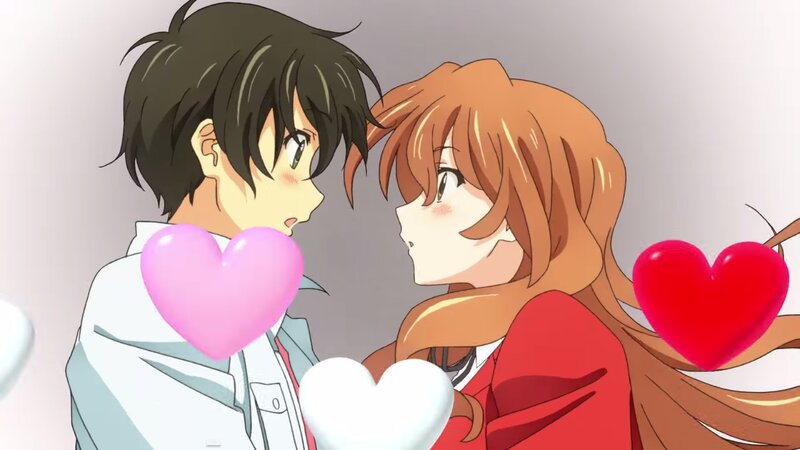 Anime Couple Facing Each Other — Red