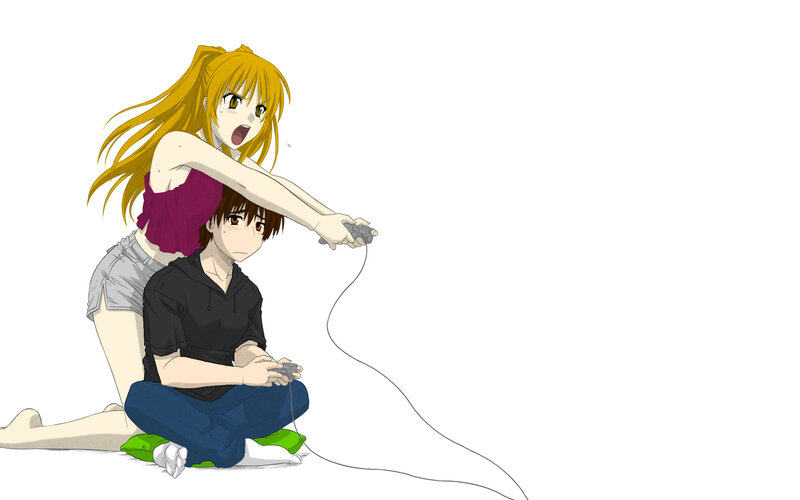 anime couple gaming