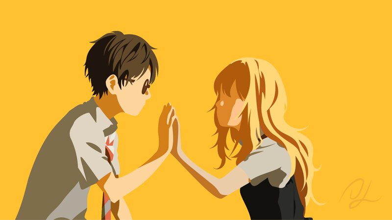 Anime Couple High-fiving