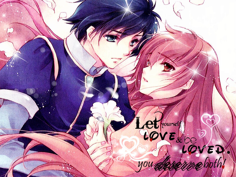 Anime Couple Holding Flower — Pink
