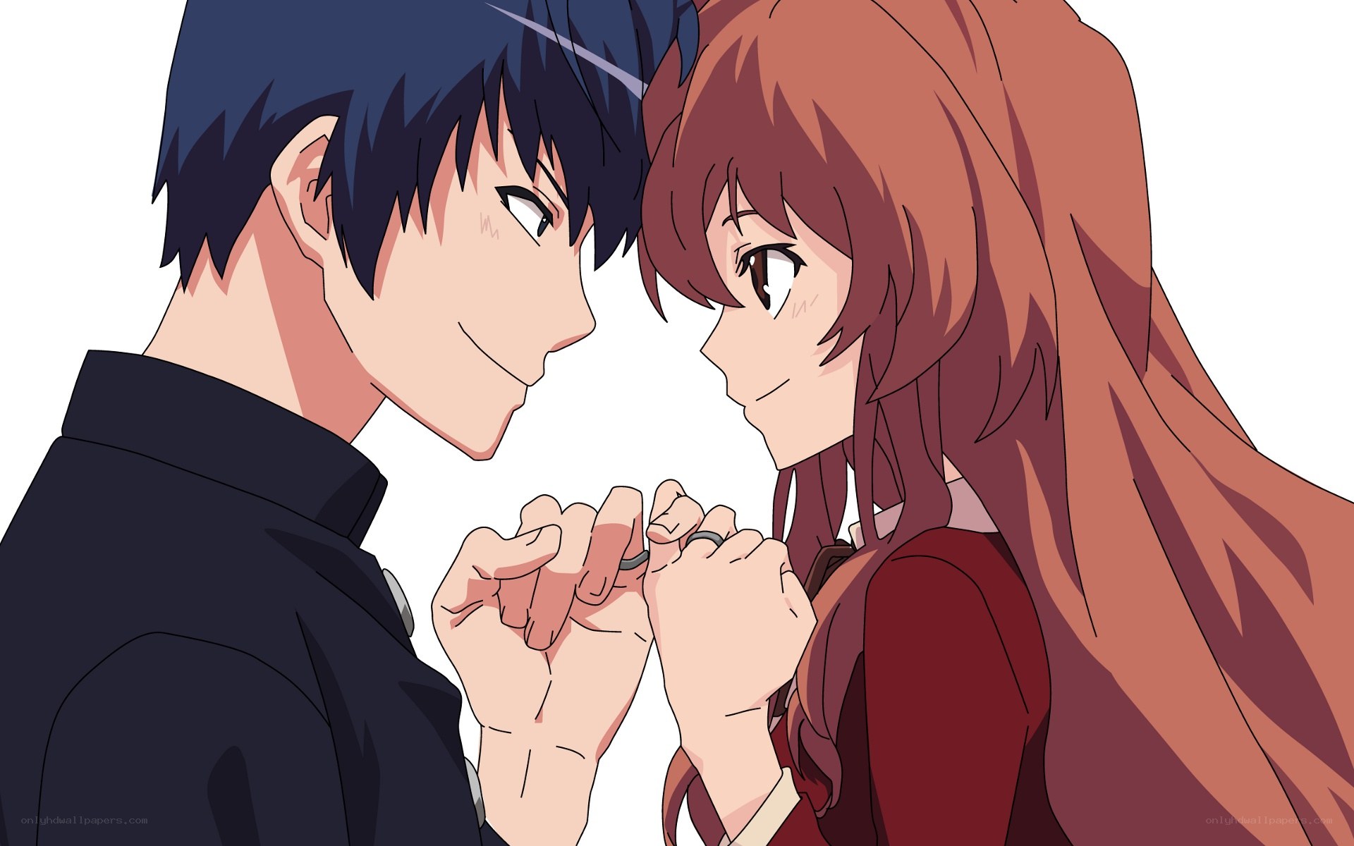 anime couple holding hands