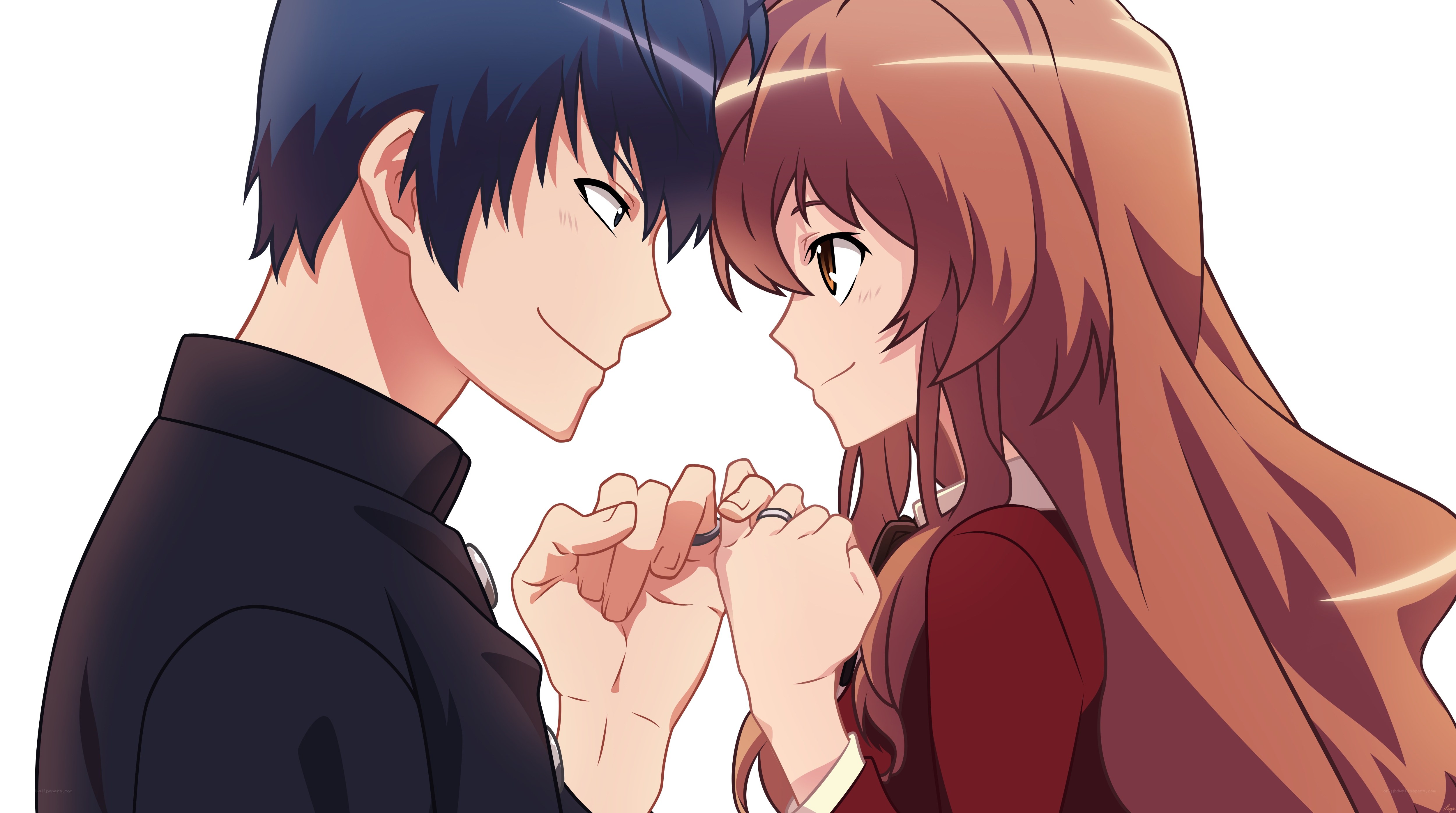 anime couple holding hands