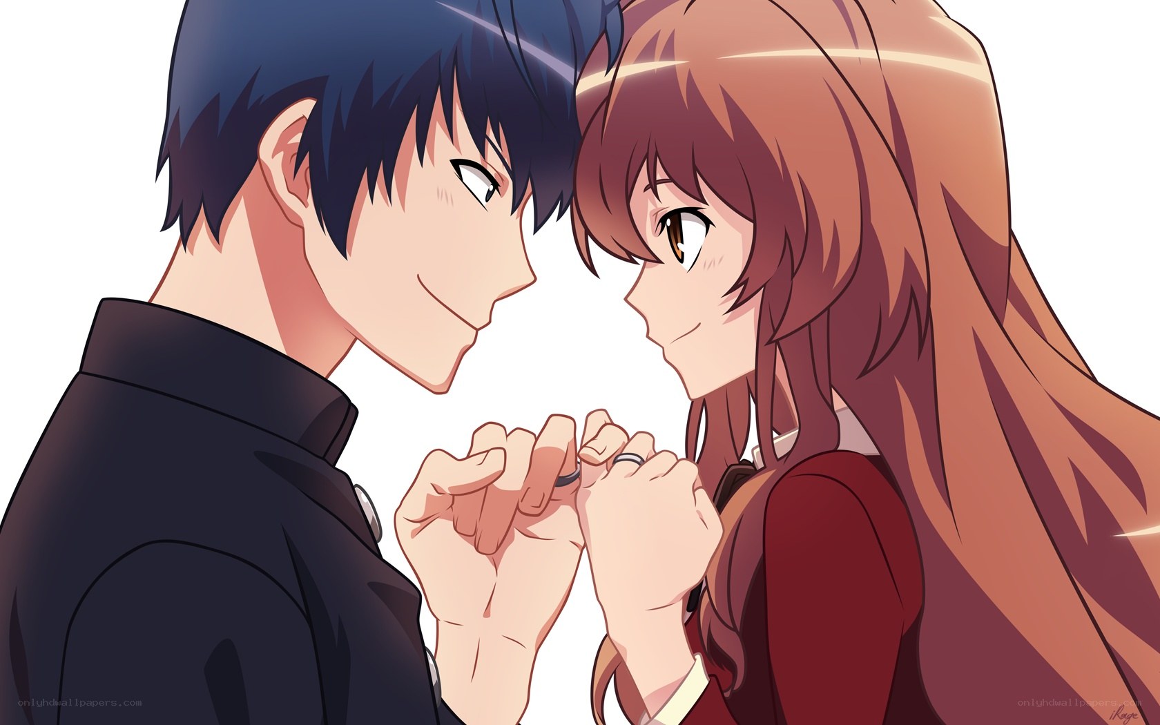 anime couple holding hands