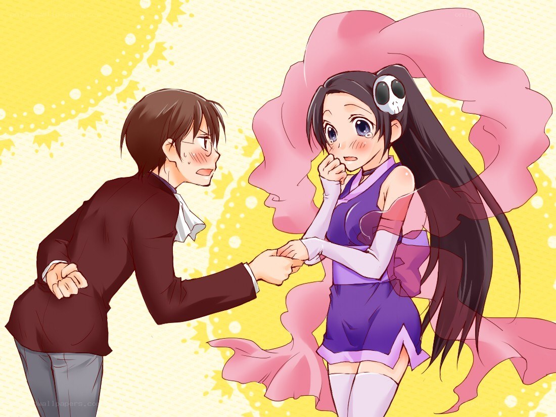 anime couple holding hands