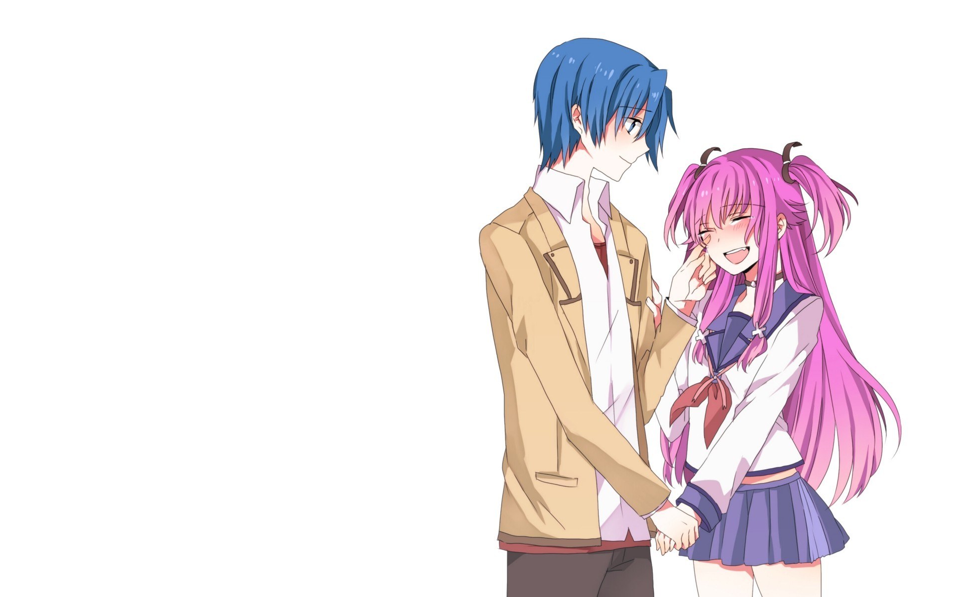 anime couple holding hands