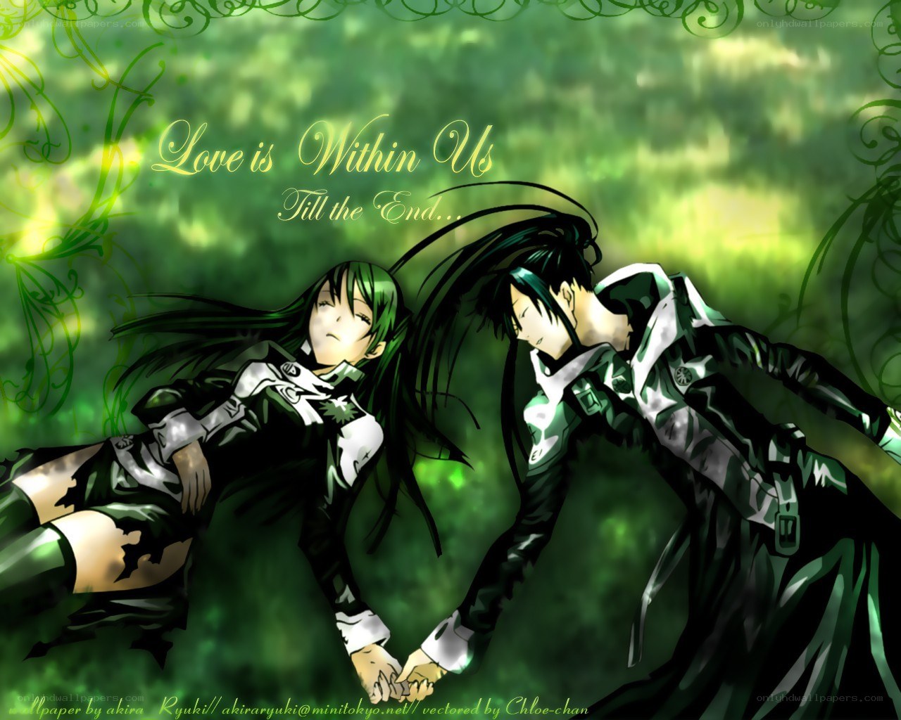 Anime couple holding hands