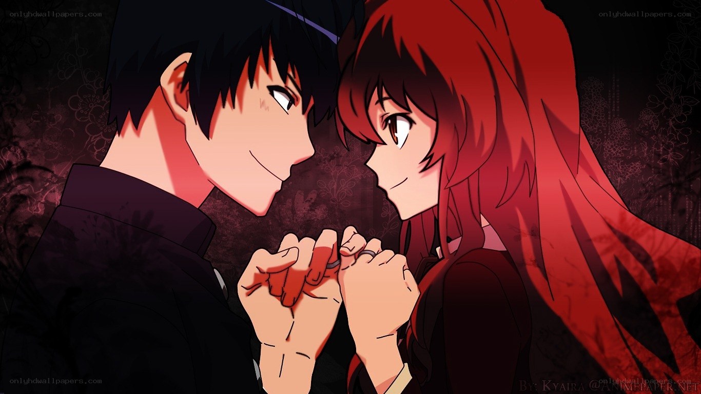 anime couple holding hands