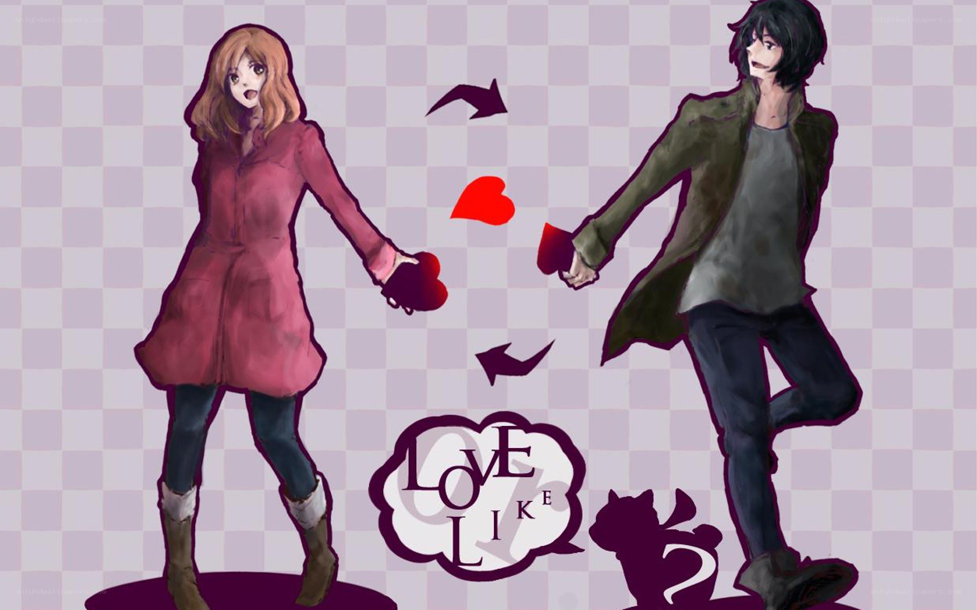 anime couple holding hands