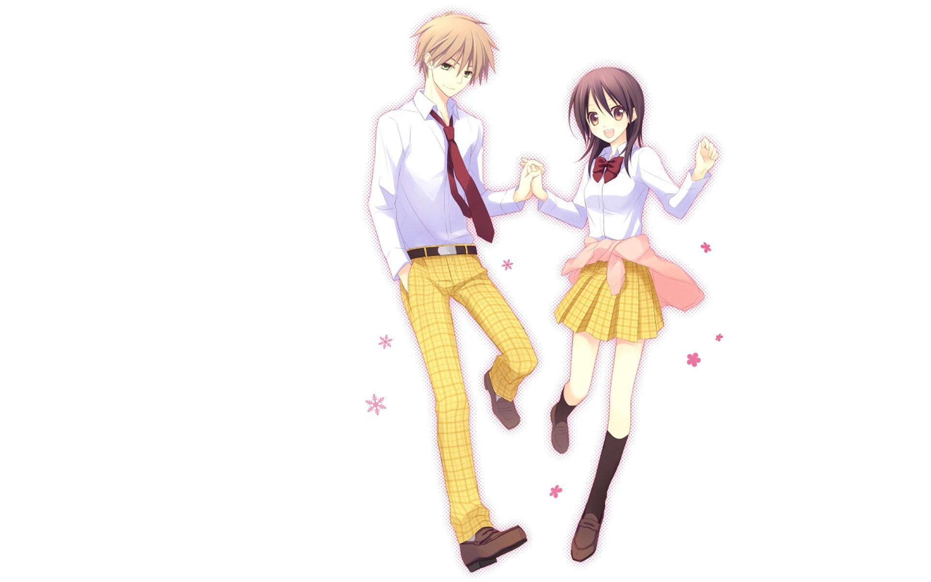 anime couple holding hands