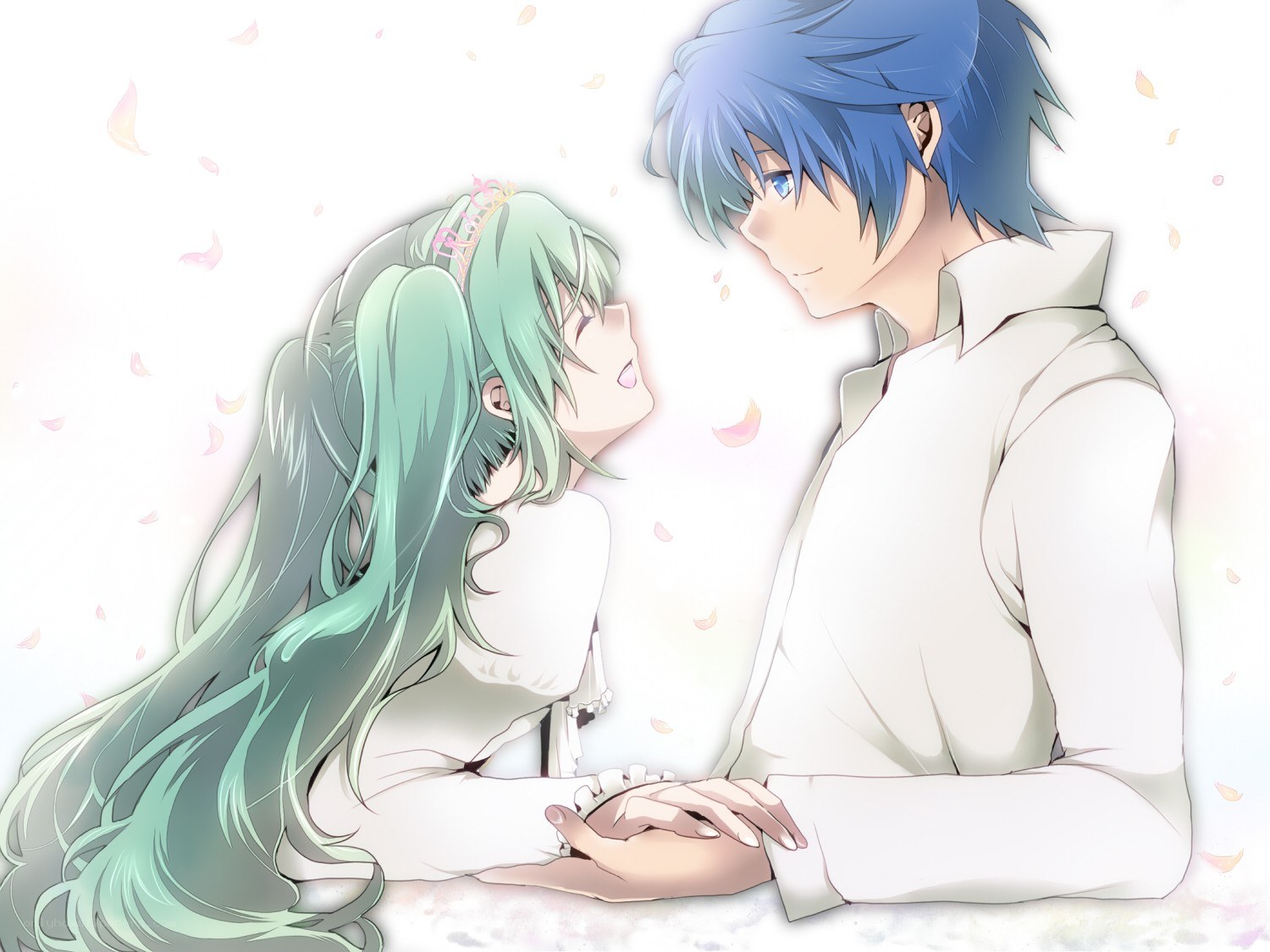 anime couple holding hands