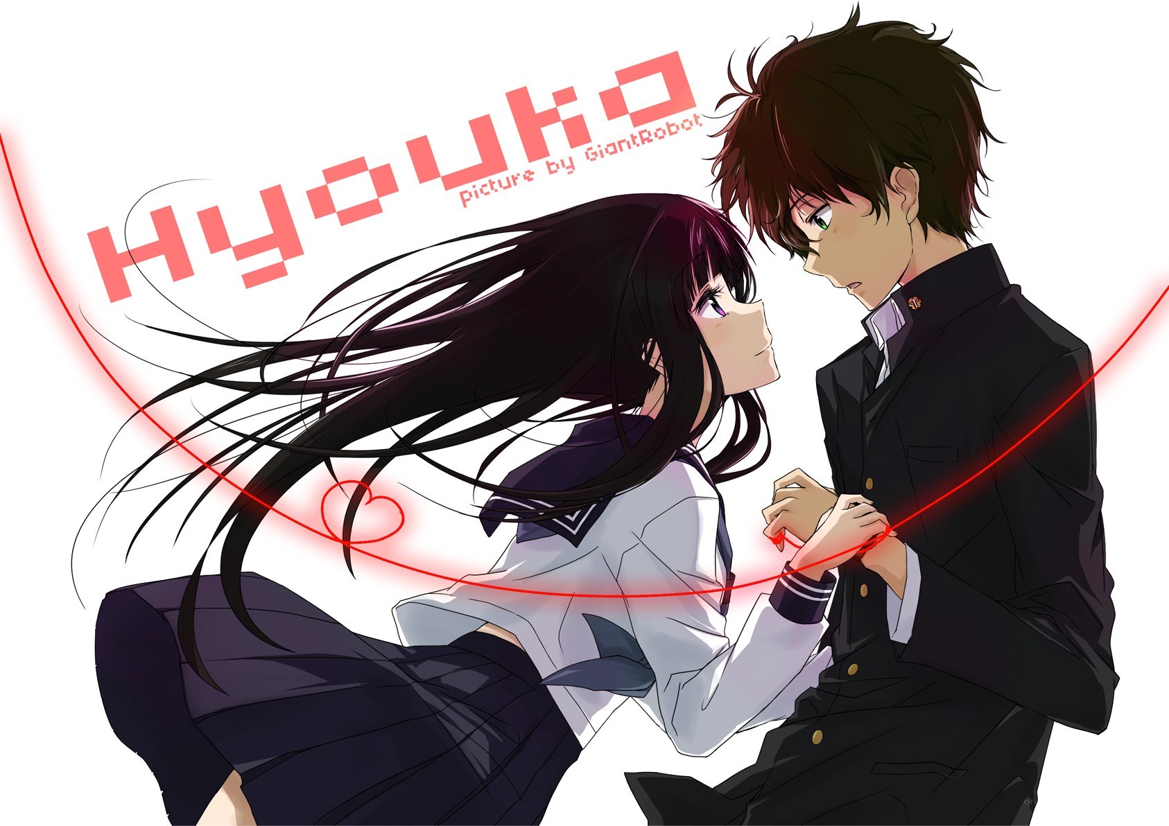 anime couple holding hands
