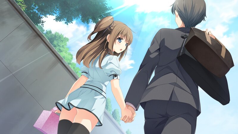anime couple holding hands