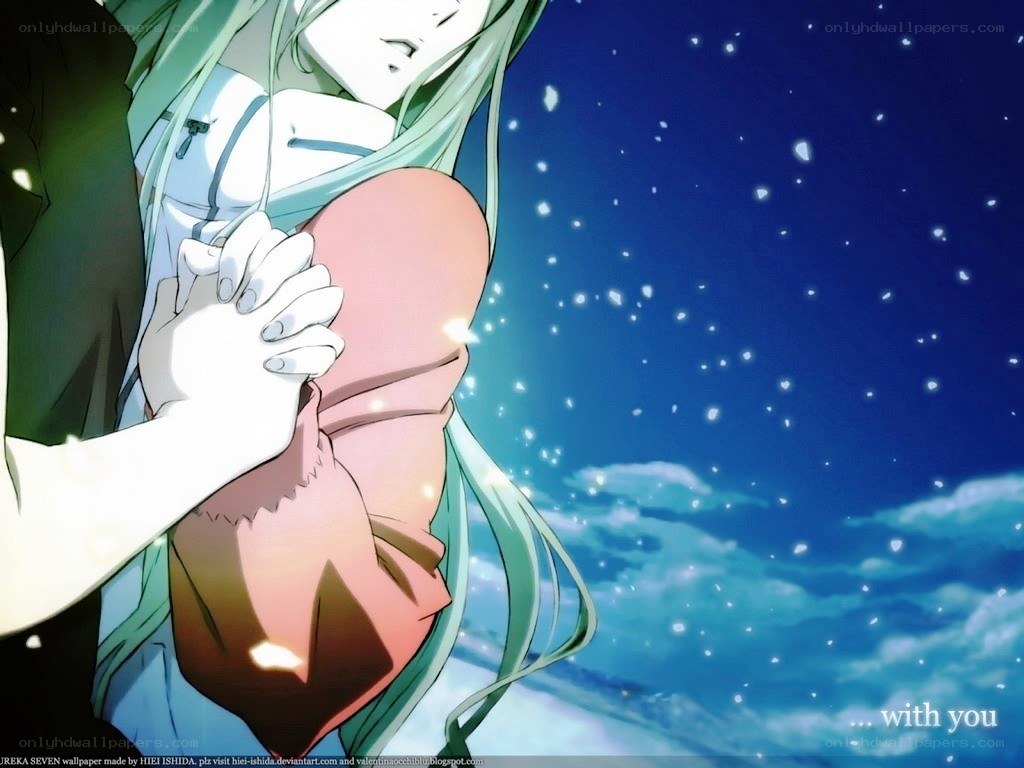 anime couple holding hands