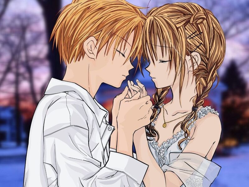 Anime Couple Holding Hands — Brown