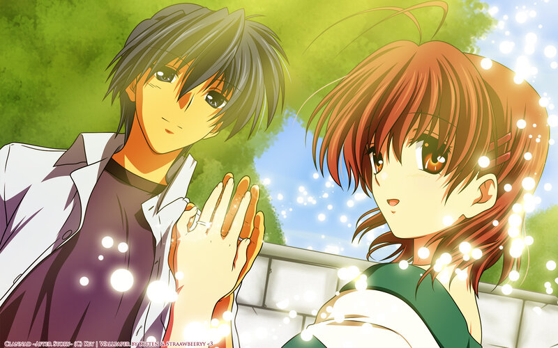 Anime Couple Holding Hands — Green, Romantic