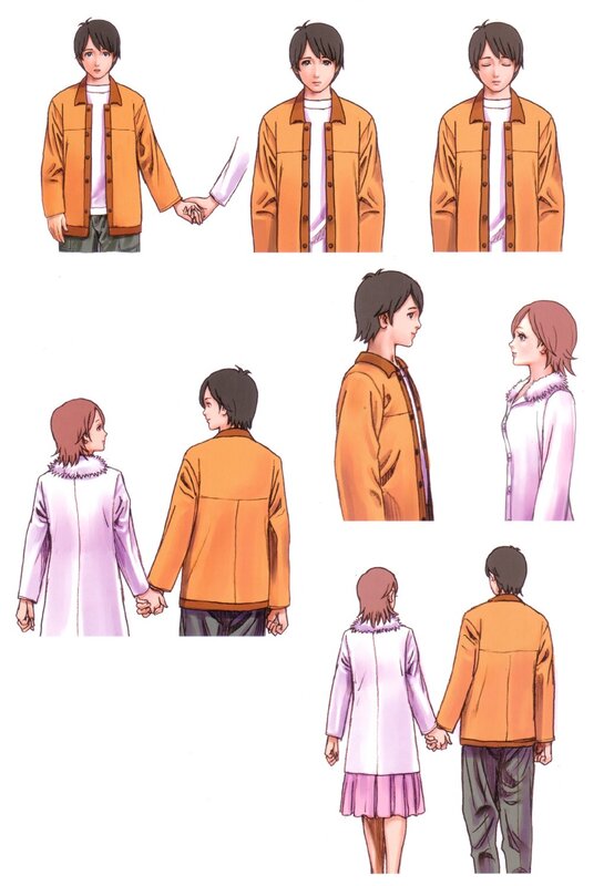 Anime Couple Holding Hands — Orange, Calm