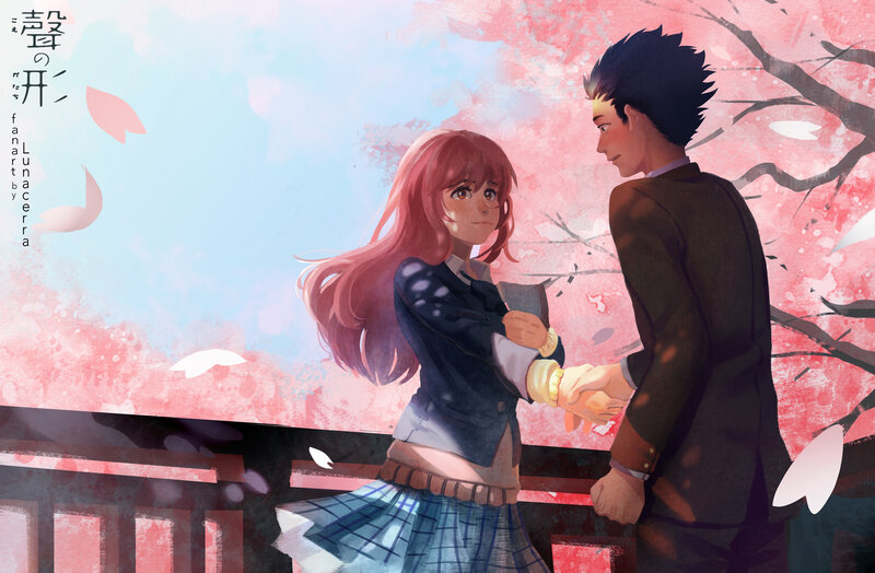 Anime Couple Holding Hands — Pink, Romantic, Spring