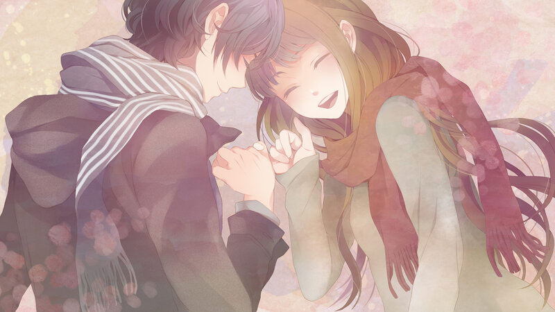 Anime Couple Holding Hands — Pink, Romantic
