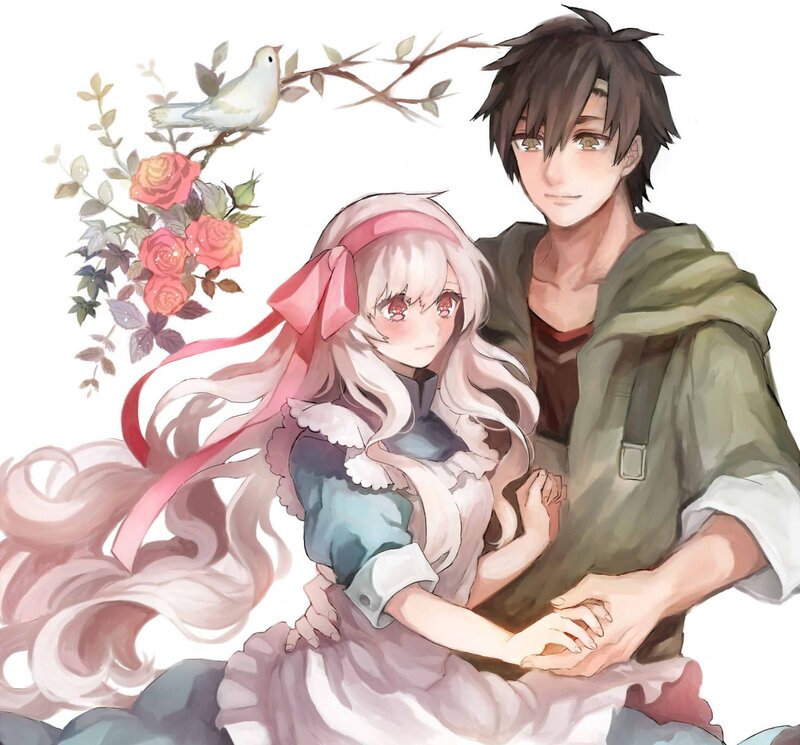 Anime Couple Holding Hands — Pink, Serene