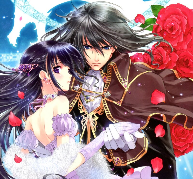 Anime Couple Holding Hands — Purple, Dramatic