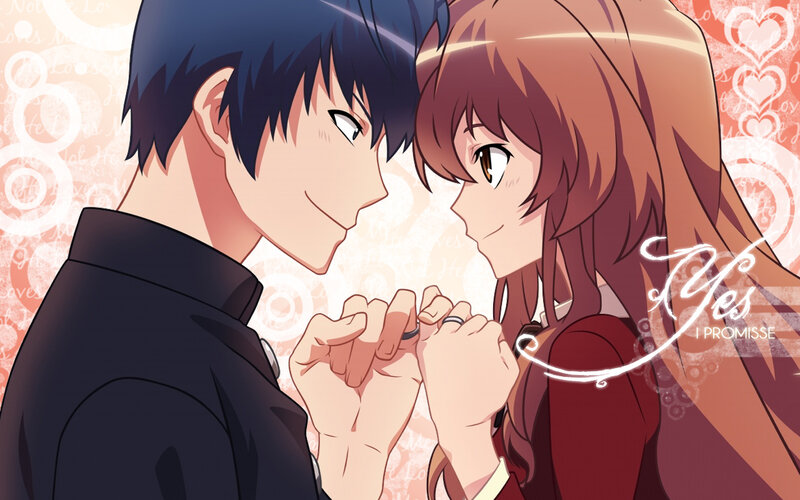 Anime Couple Holding Hands — Red, Romantic