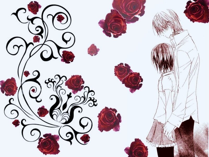 Anime Couple Holding Hands — Red