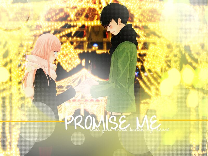Anime Couple Holding Hands — Yellow