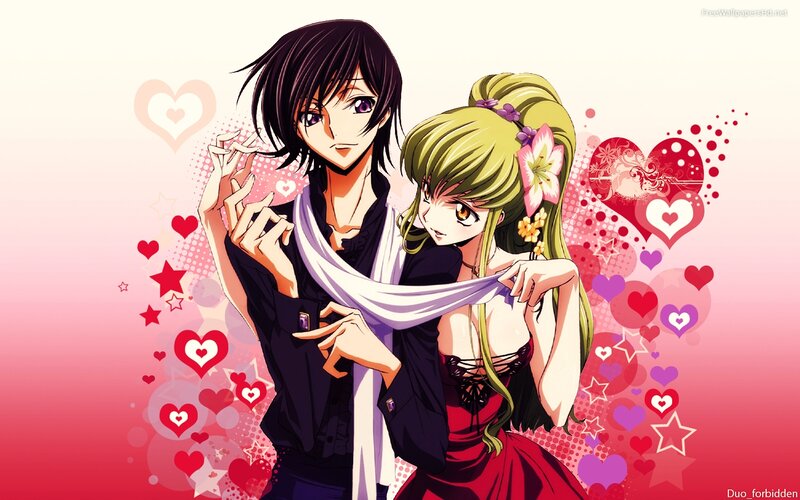 Anime Couple Holding Scarf