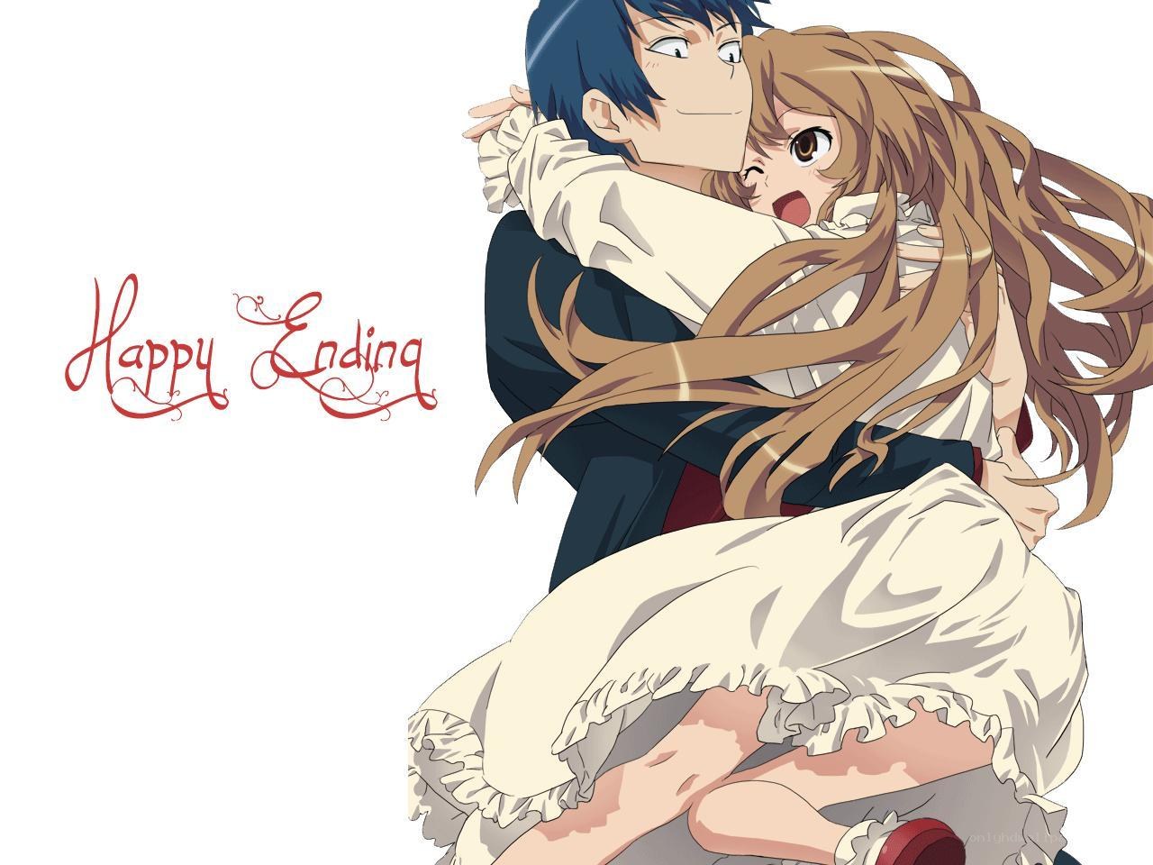anime couple hug