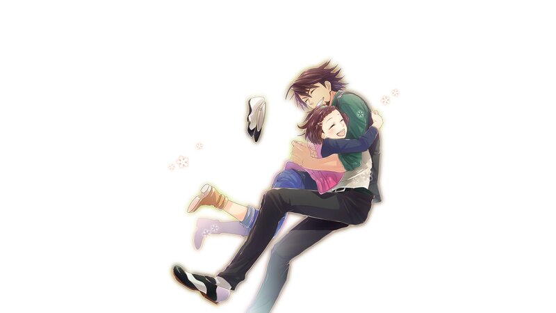 anime couple hug