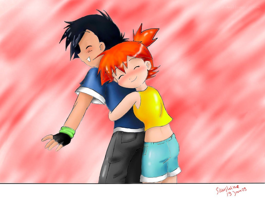 anime couple hug