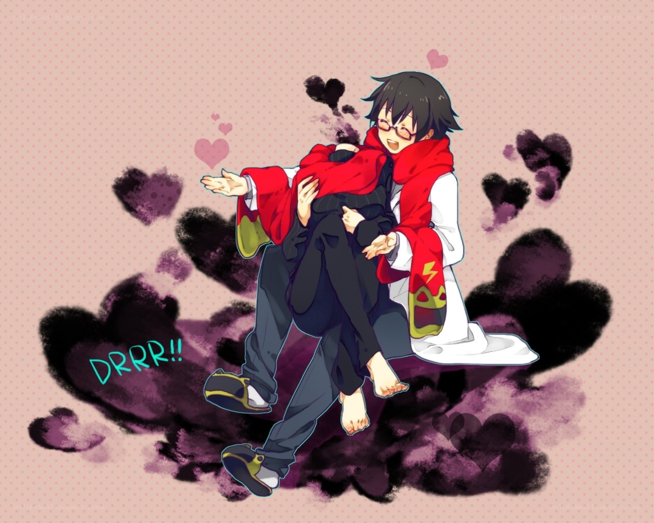 anime couple hug