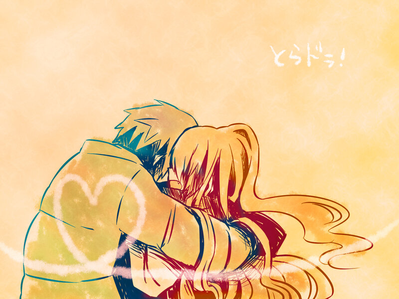 anime couple hugging