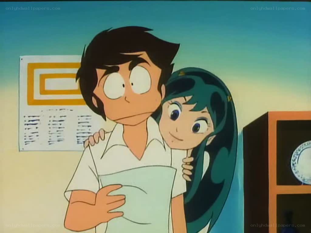 anime couple hugging