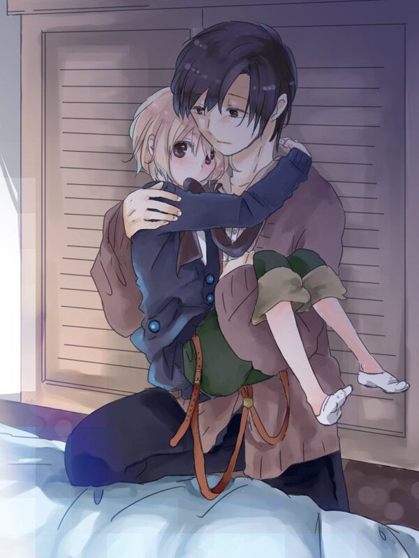 anime couple hugging