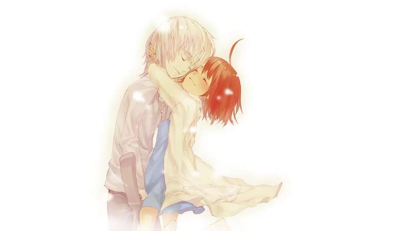 anime couple hugging